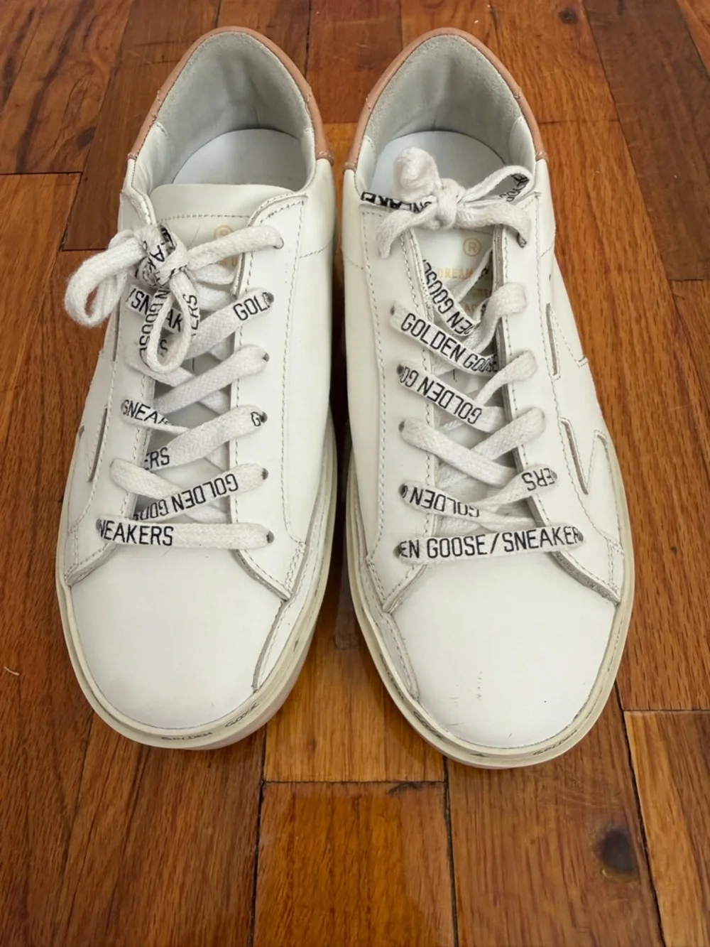 Golden Goose Hi Star White Leather Low-Top Sneakers with Tan Heel Accent - Picture 5 of 10